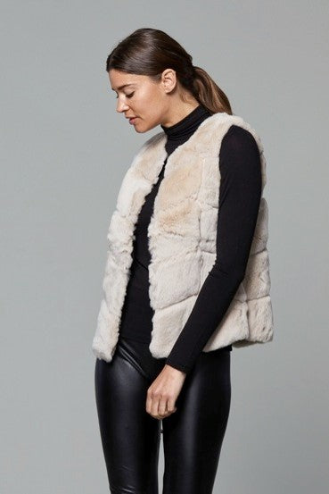 Chevron Rabbit Fur Vest