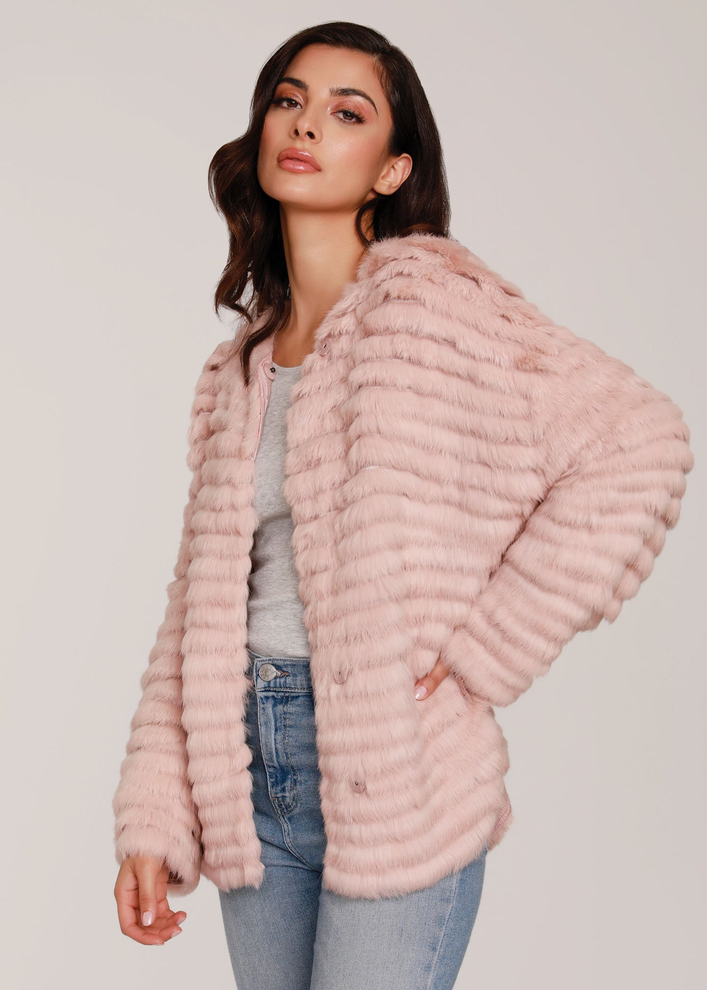 Oversized Blush Pink Fur Jacket