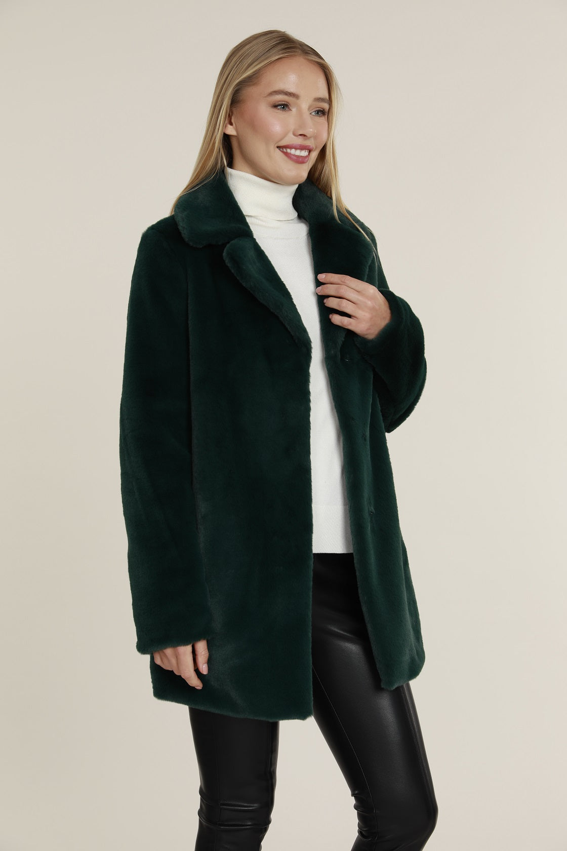 Mid Length Faux Fur Coat