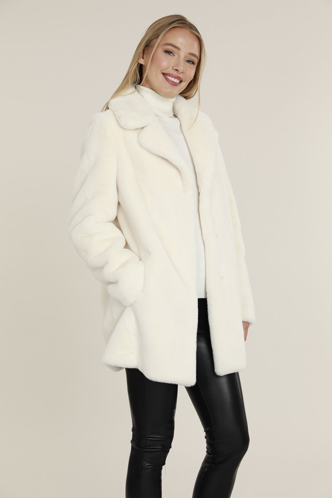 Mid Length Faux Fur Coat