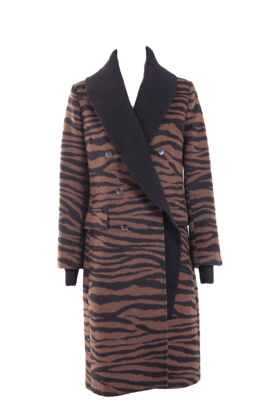 Animal Print Double Breasted Coat