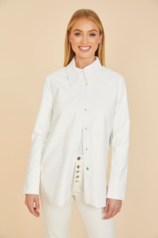 Faux Leather Button-Up Shirt