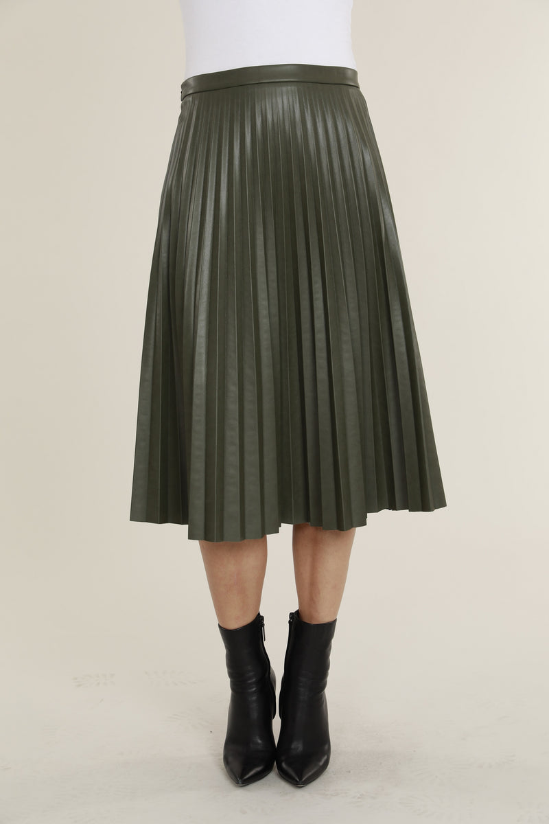 FW'23 Faux Leather Pleated Midi Skirt – Dolce Cabo