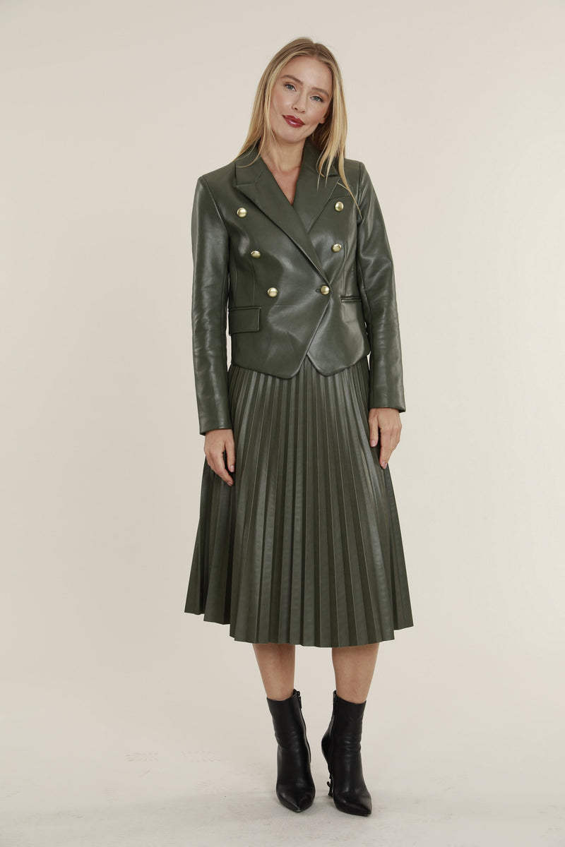 Vegan Leather Pleated Skirt