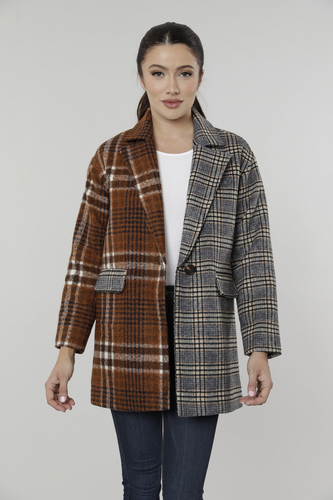 Oversized Mixed Plaid Blazer – Dolce Cabo