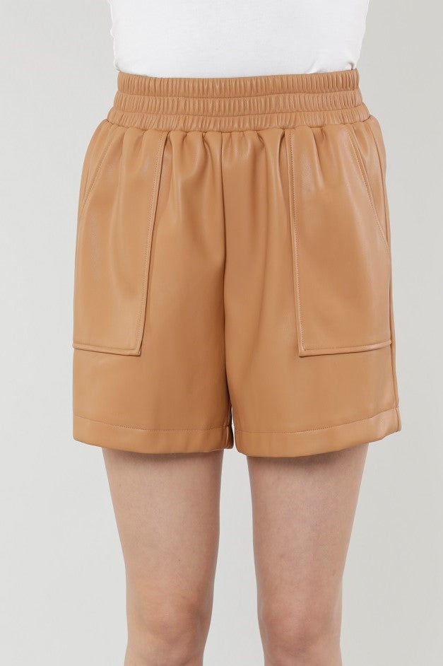 Faux High Waisted Leather Shorts