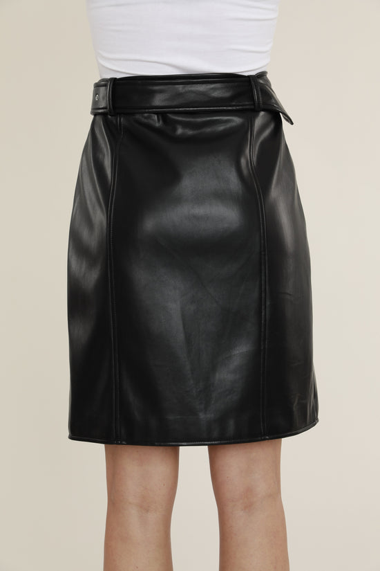 Faux Leather Zipper Skirt