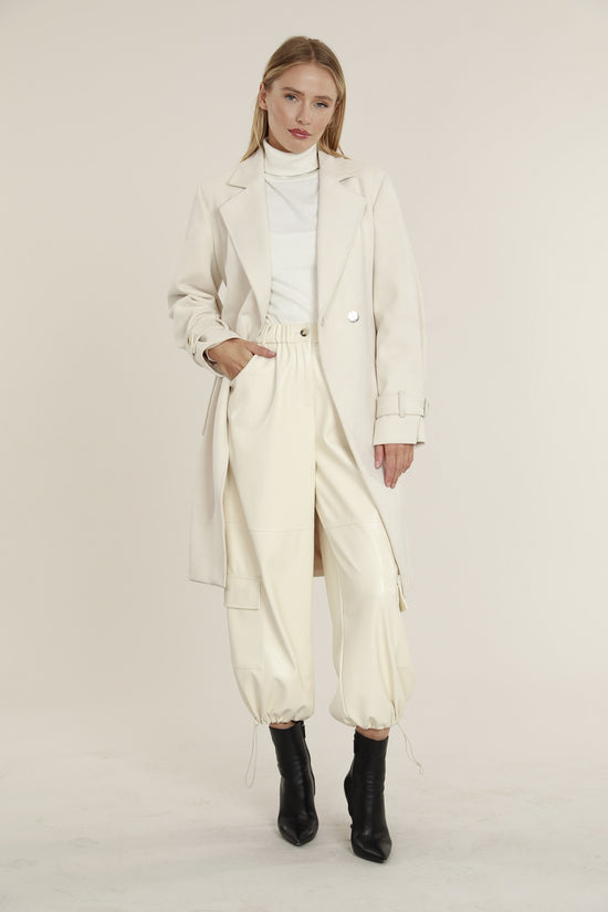 Faux Suede Wrap Trench Coat