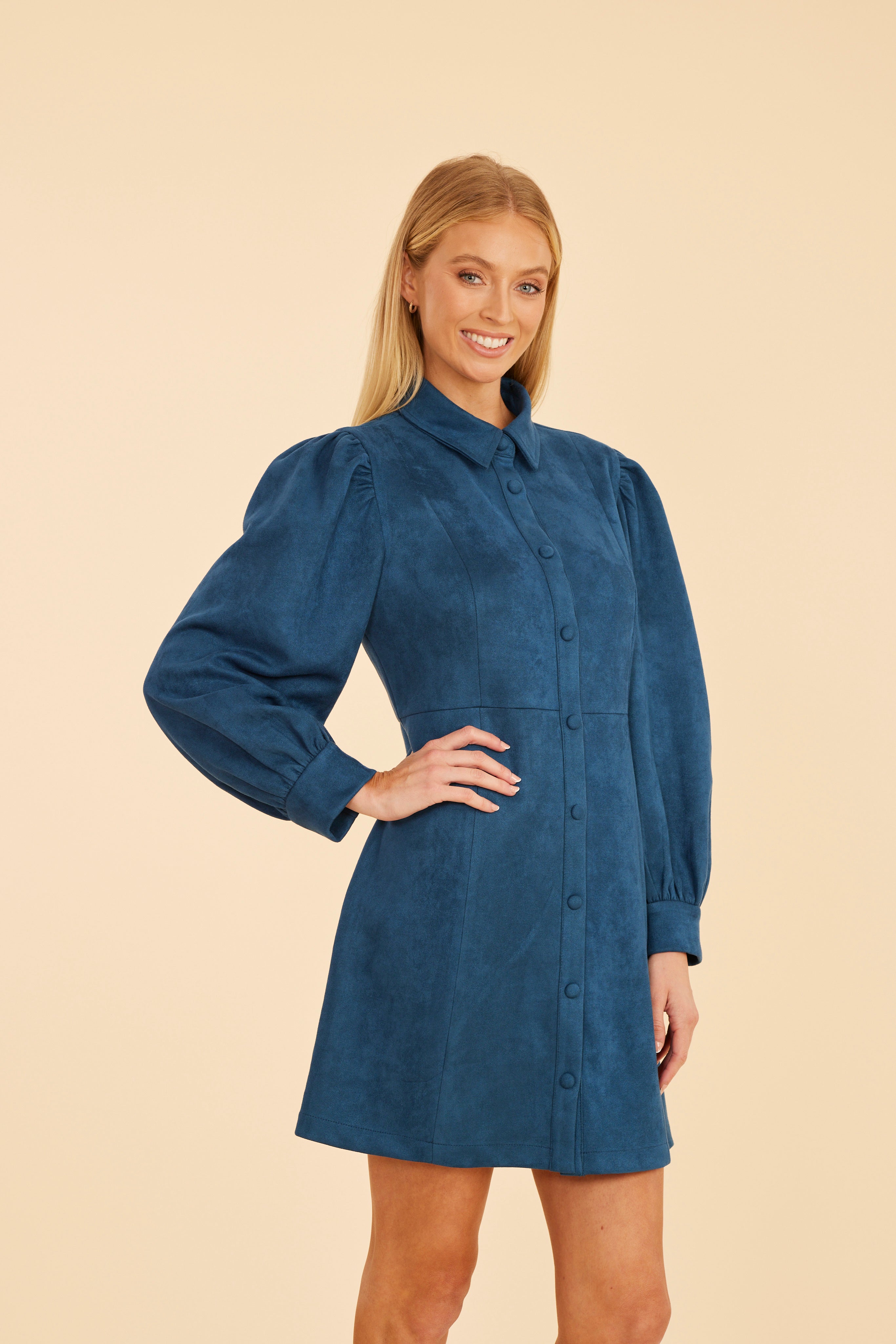 Faux Suede Tailored Dress Black / L Faux Suede Tailored Dress Black / L