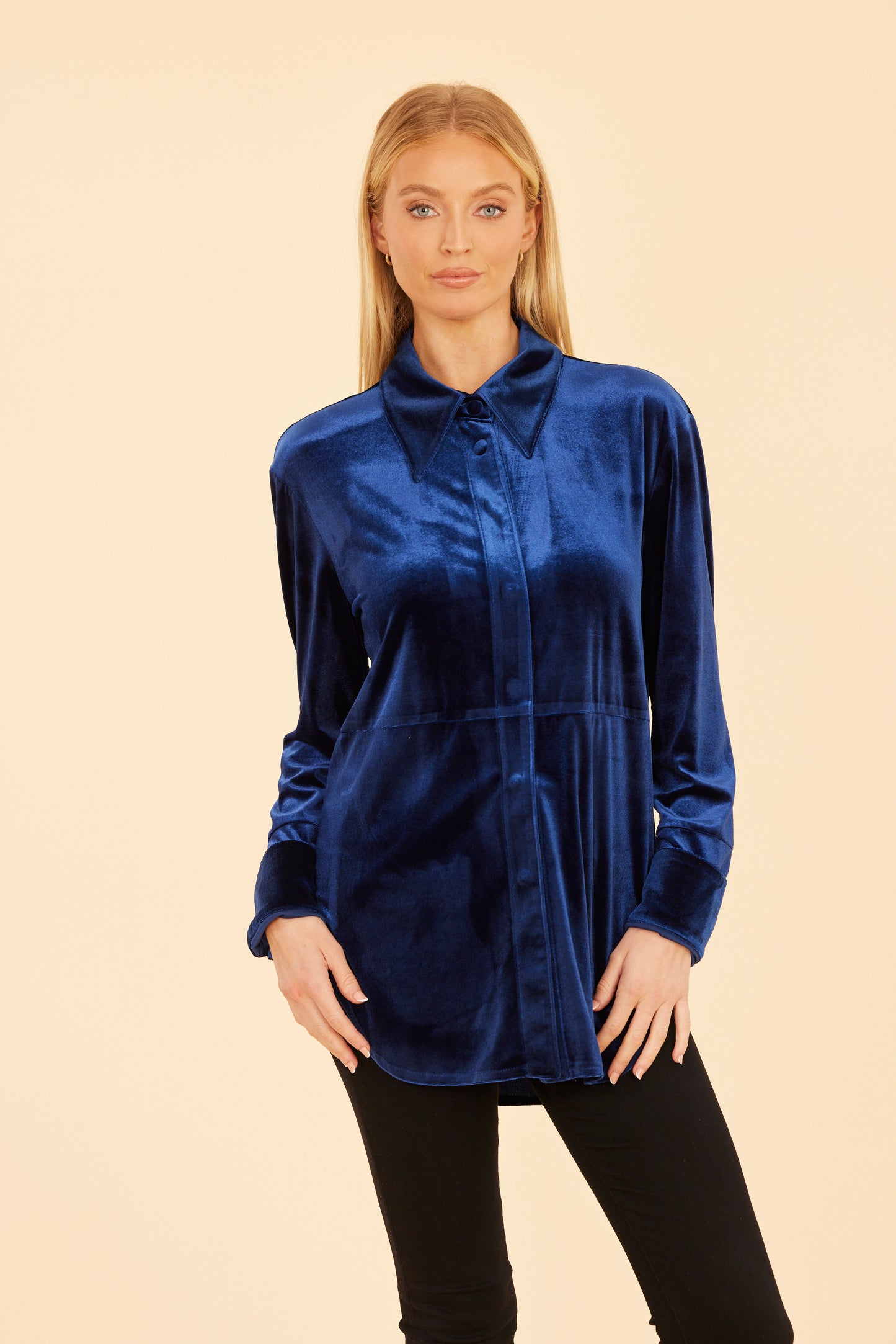 Velvet Button-Up Shirt