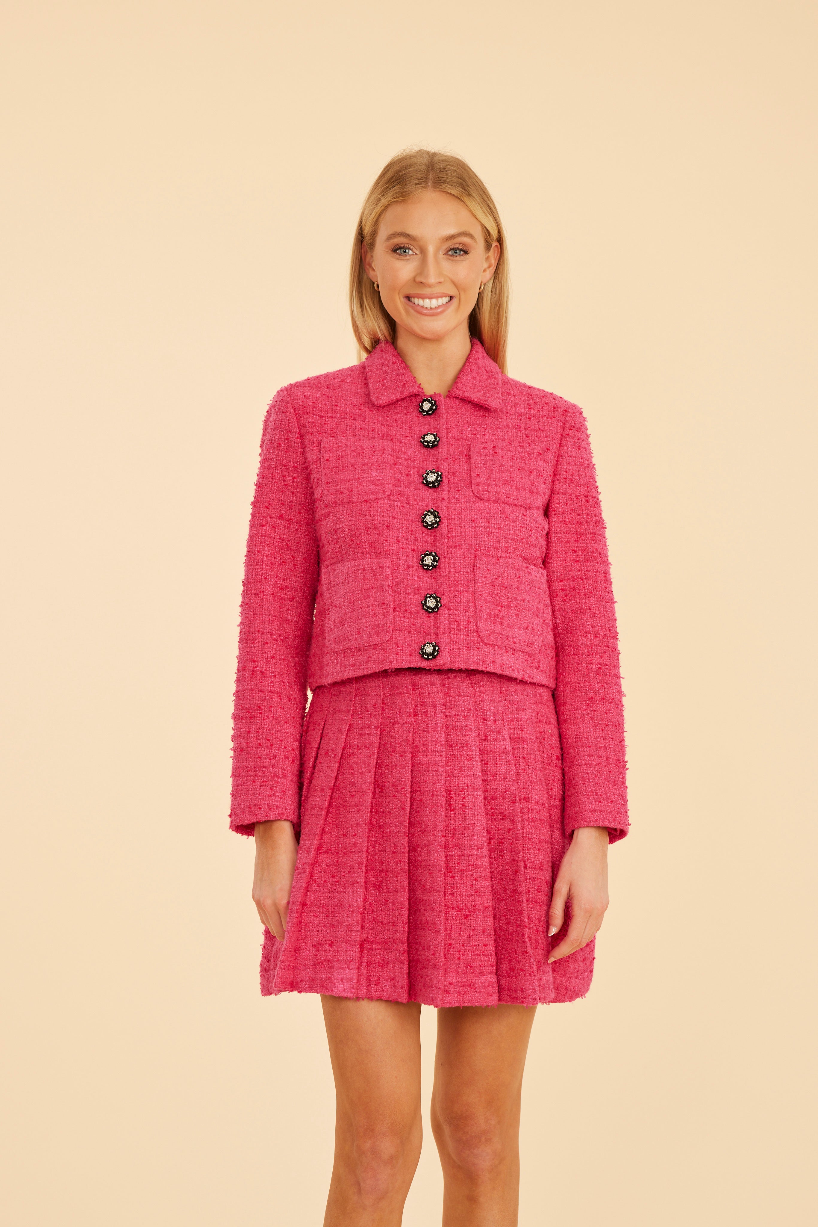 Tweed Jacket & Pleated Mini Skirt Set – Dolce Cabo