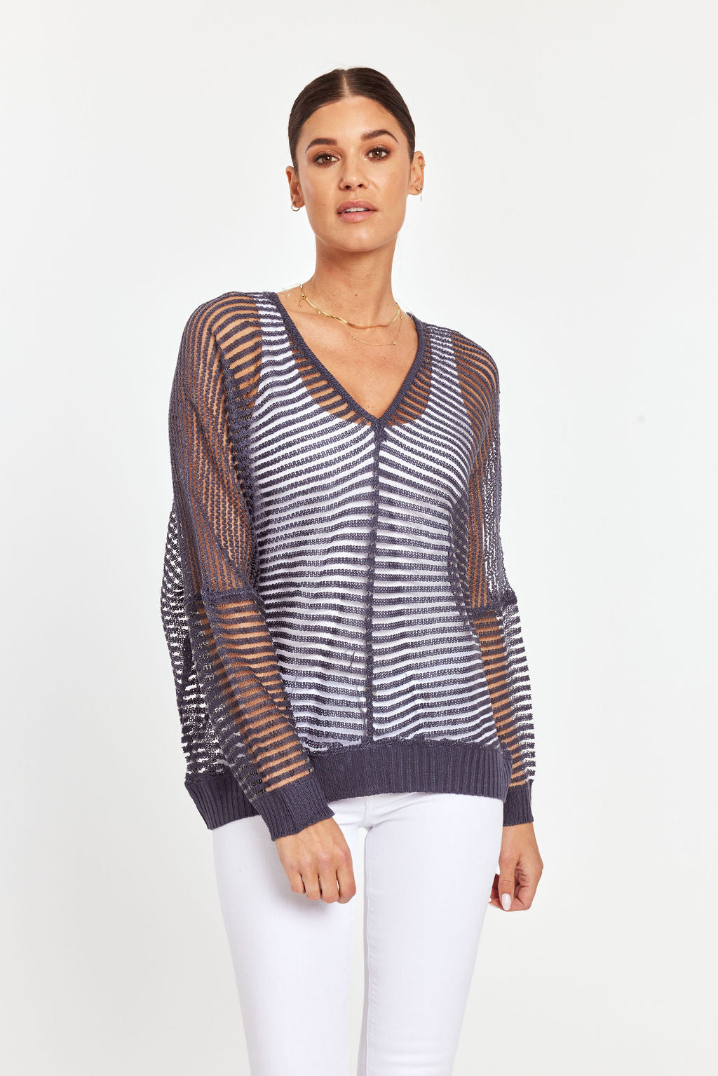 Striped Sheer Knit Top