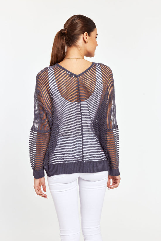 Striped Sheer Knit Top