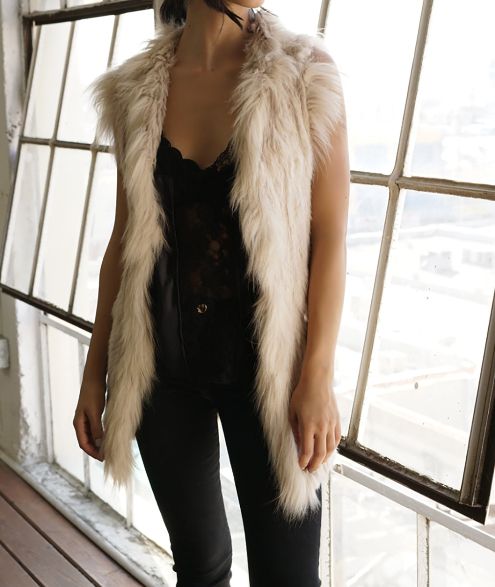 Knit Rabbit & Fox Fur Vest
