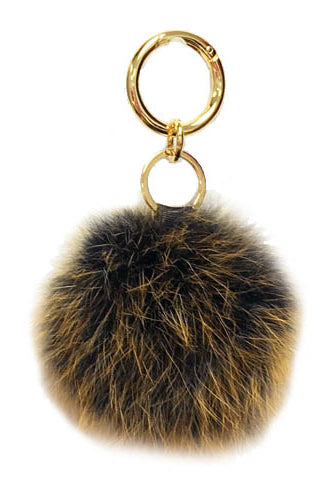 Fox Fur Keychain, Real Fur, Pom Pom, Black, Dolce Cabo