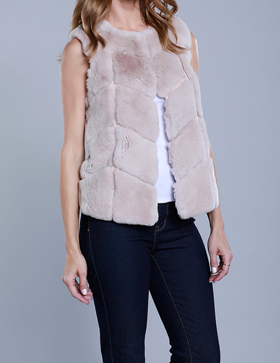 Chevron Rabbit Fur Vest