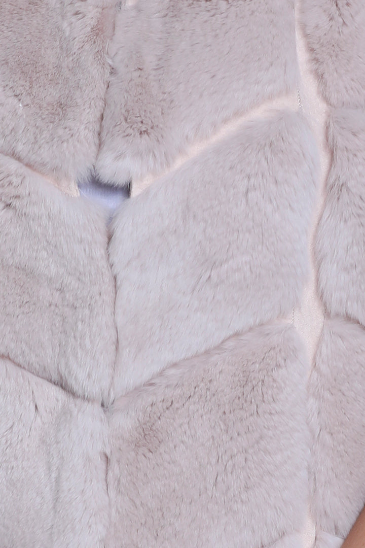 Chevron Rex Rabbit Fur Vest, Blush, Dolce Cabo