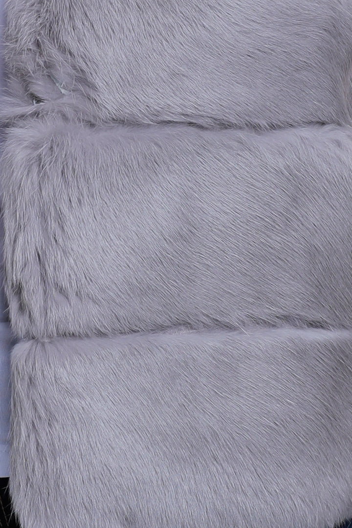 Rabbit Fur Panel Vest, Grey, Dolce Cabo