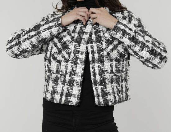 Sequin Black and White Tweed Jacket