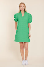 Nylon Quilted V-neck Dress