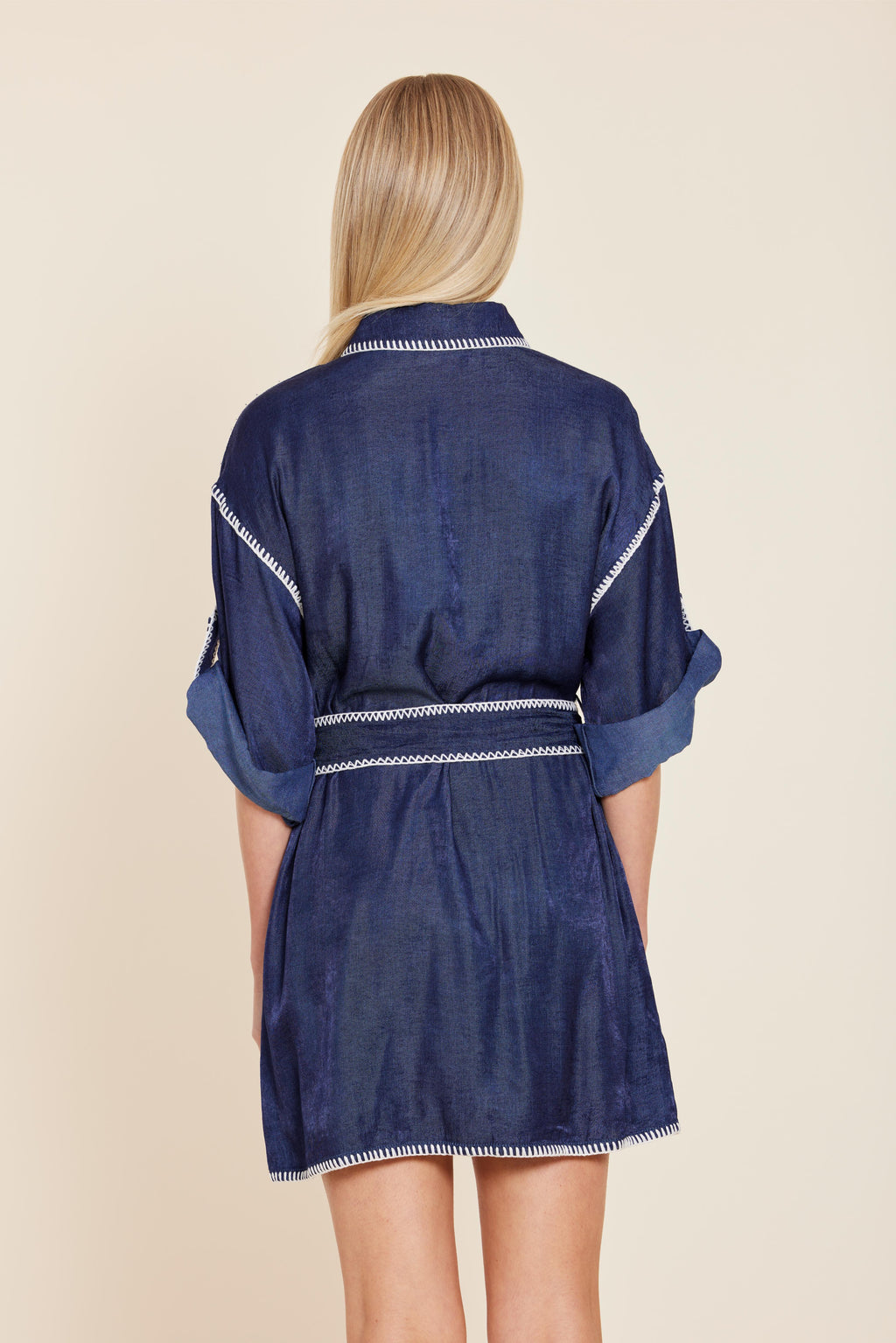 Whipstitch Belted Dress