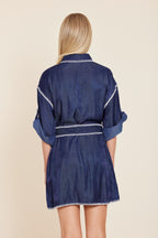 Whipstitch Belted Dress