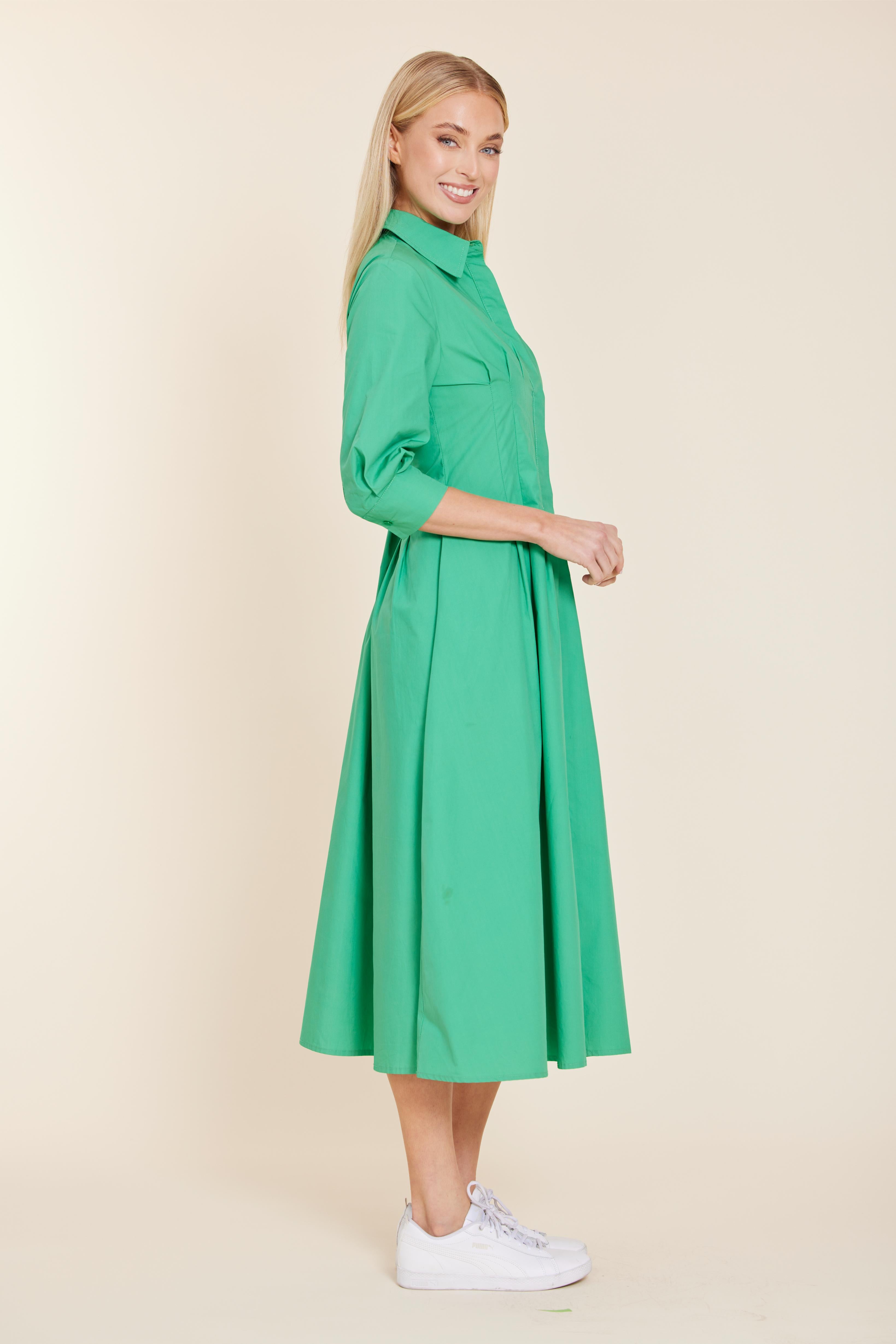 Poplin Darted Midi Dress