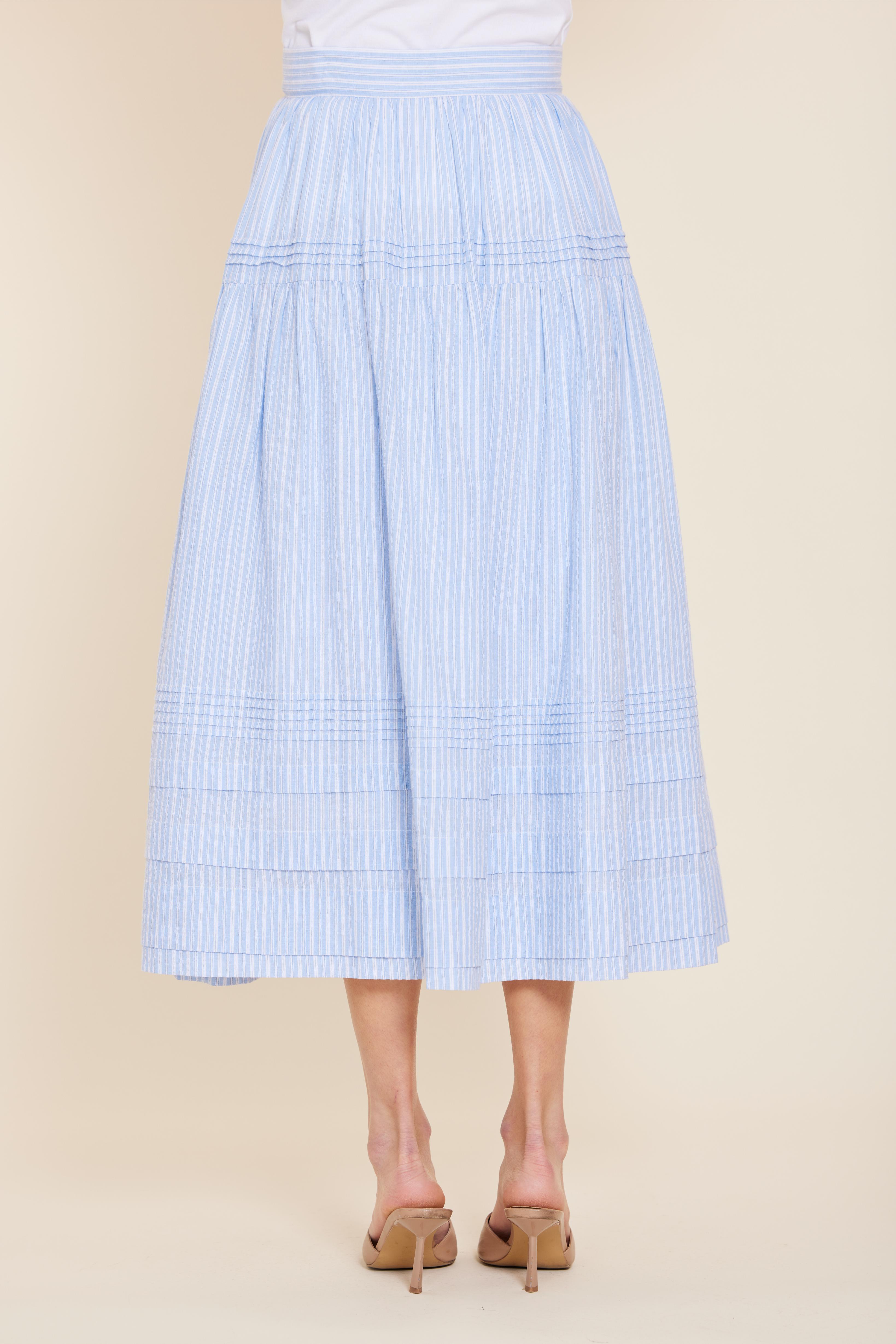 Tiered Striped Maxi Skirt