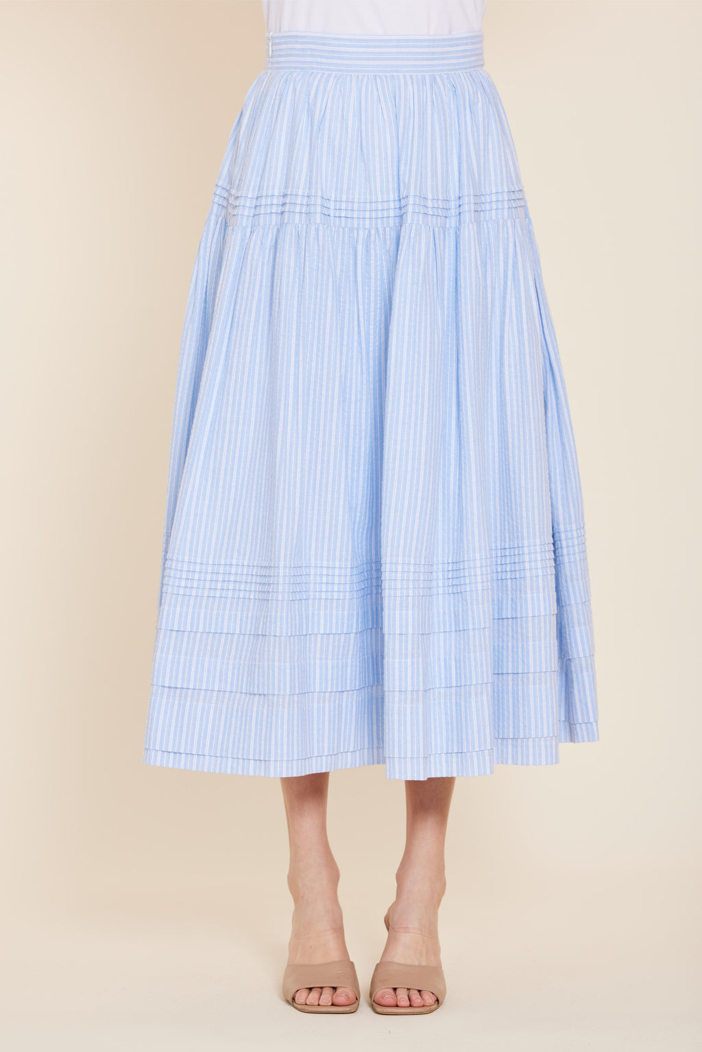 Tiered Striped Maxi Skirt