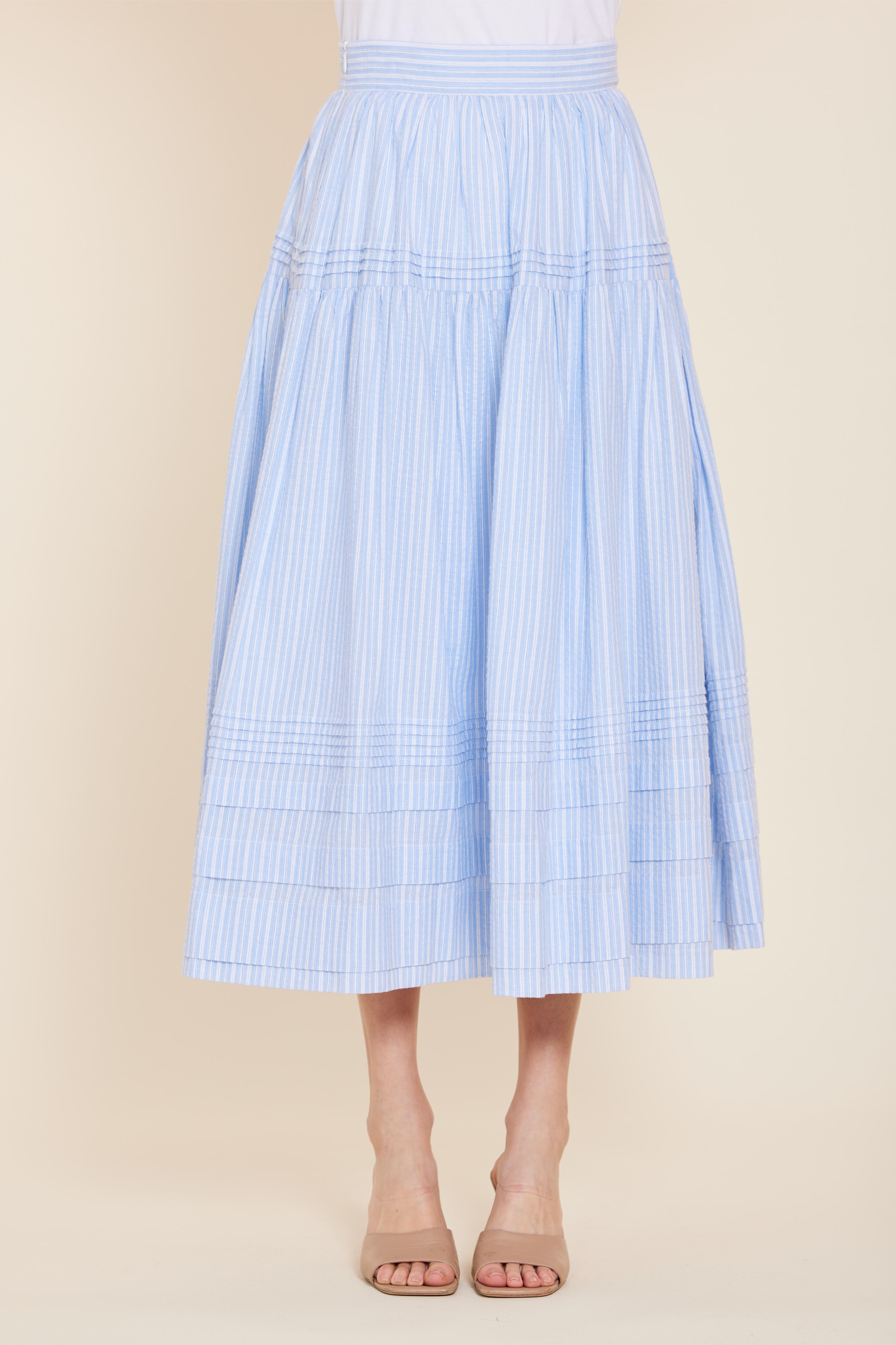 Tiered Striped Maxi Skirt