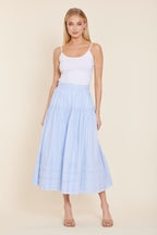 Tiered Striped Maxi Skirt