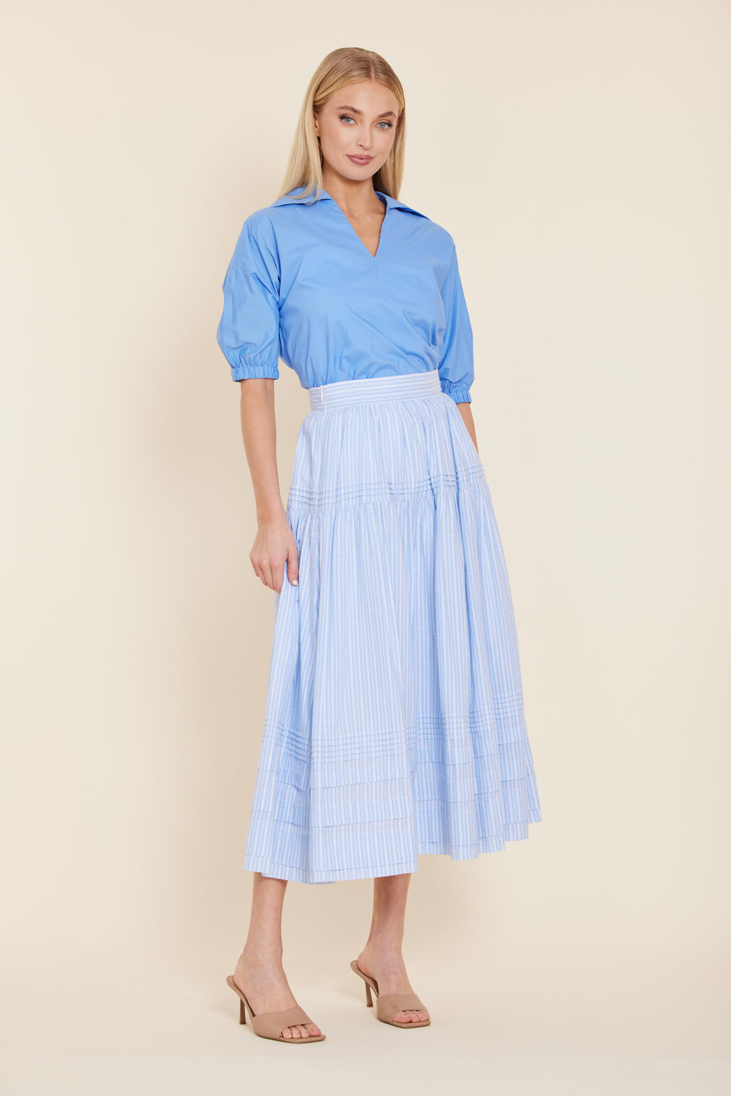 Tiered Striped Maxi Skirt