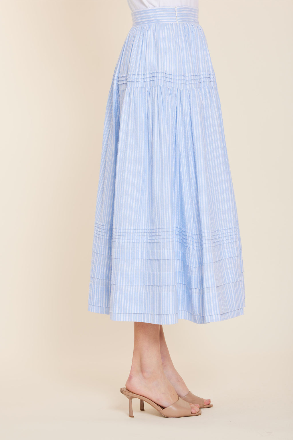 Tiered Striped Maxi Skirt