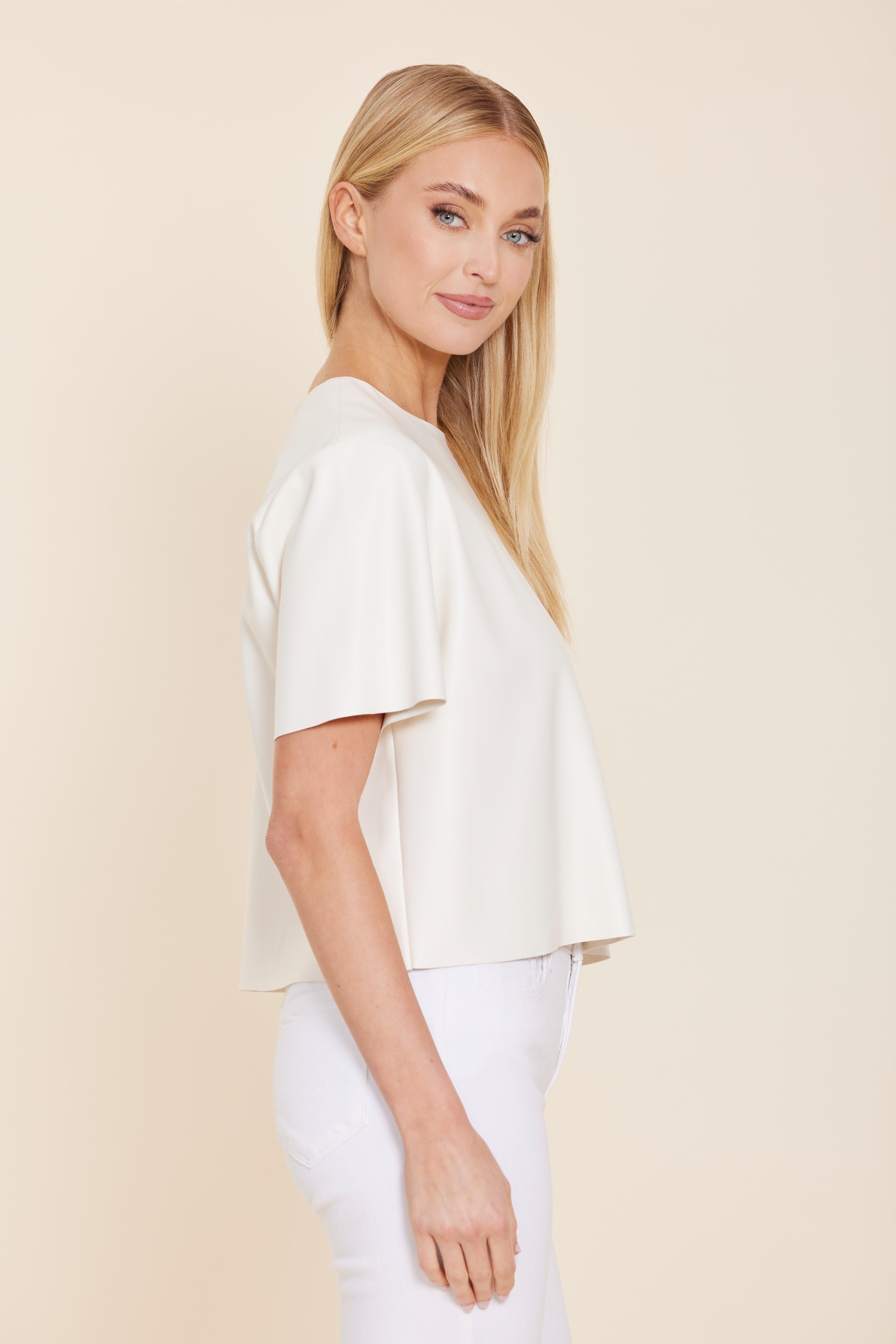 Faux Leather Cropped Shirt