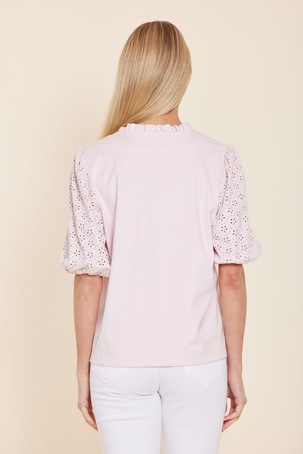 Light Faux Suede Eyelet Top