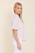 Light Faux Suede Eyelet Top