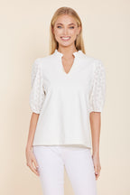 Light Faux Suede Eyelet Top