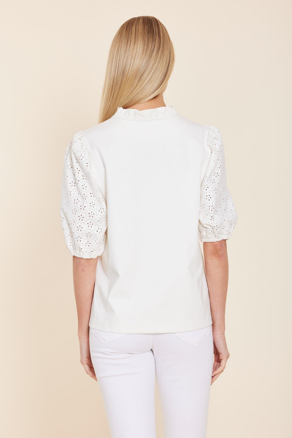 Light Faux Suede Eyelet Top