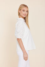 Light Faux Suede Eyelet Top