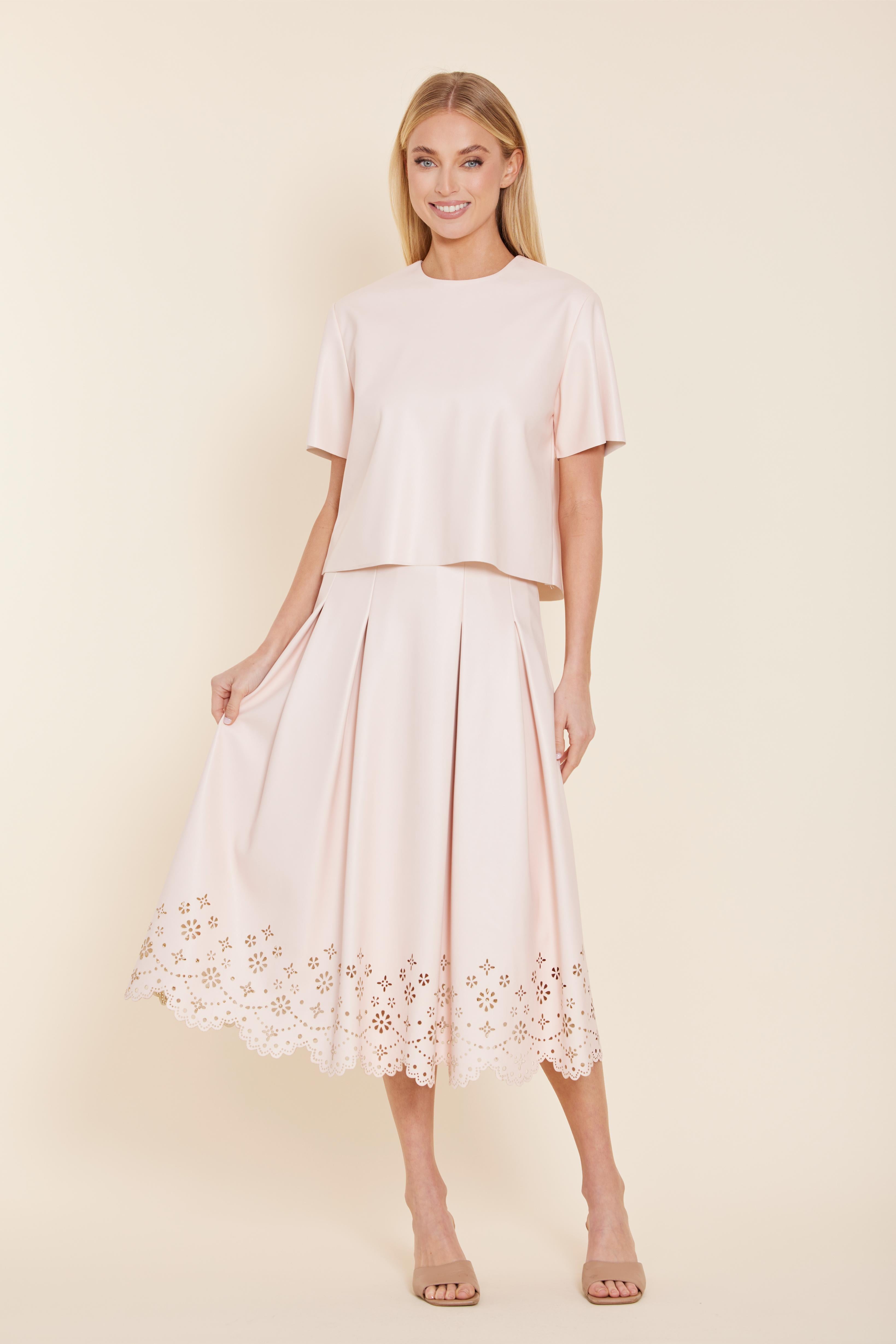 Faux Leather Midi Skirt Light Pink / L Faux Leather Midi Skirt Light Pink / L