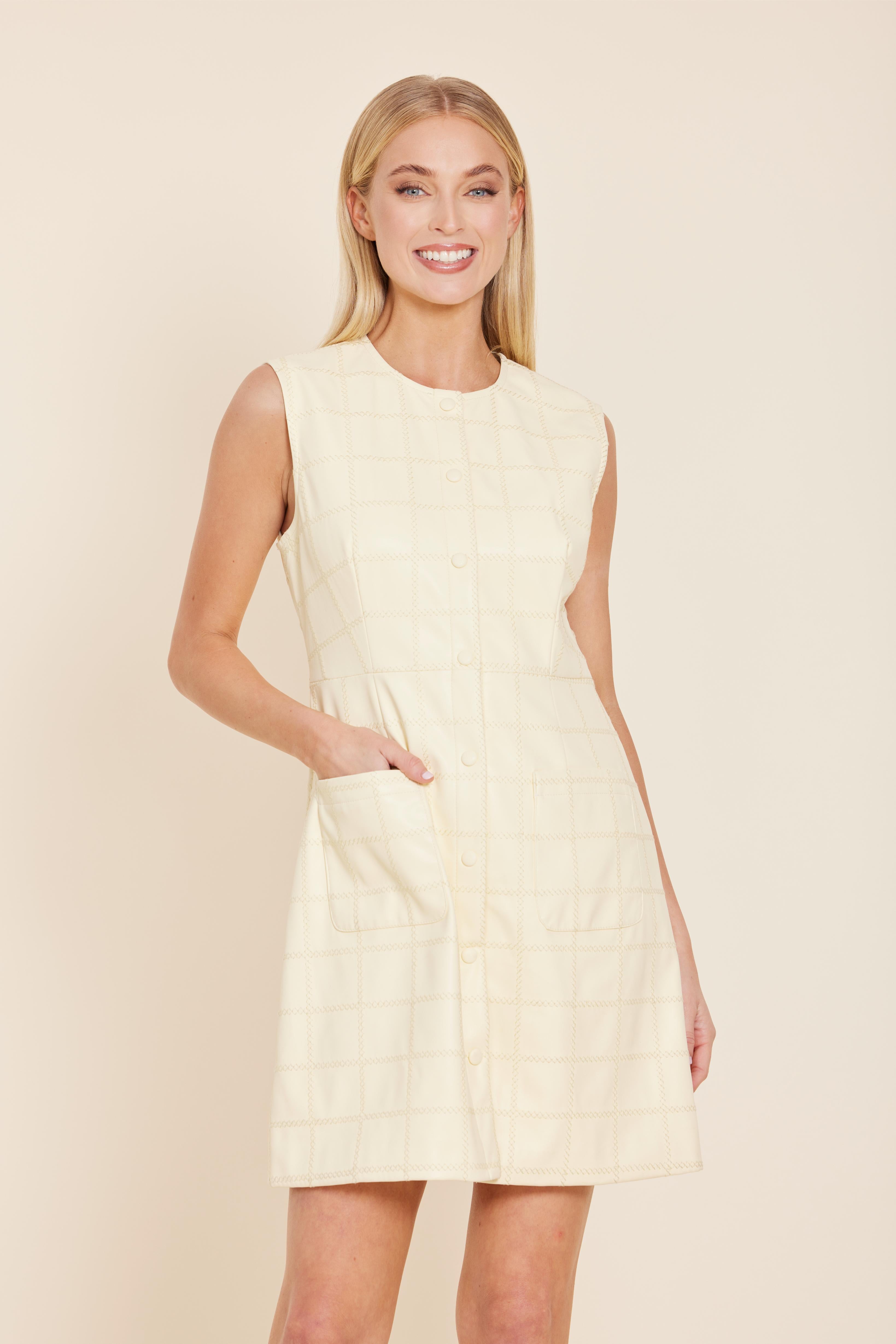 Faux Leather Stitch Dress