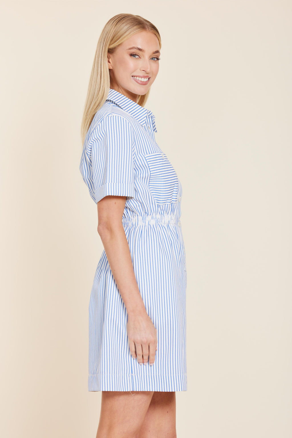 Seersucker Elastic Waist Dress