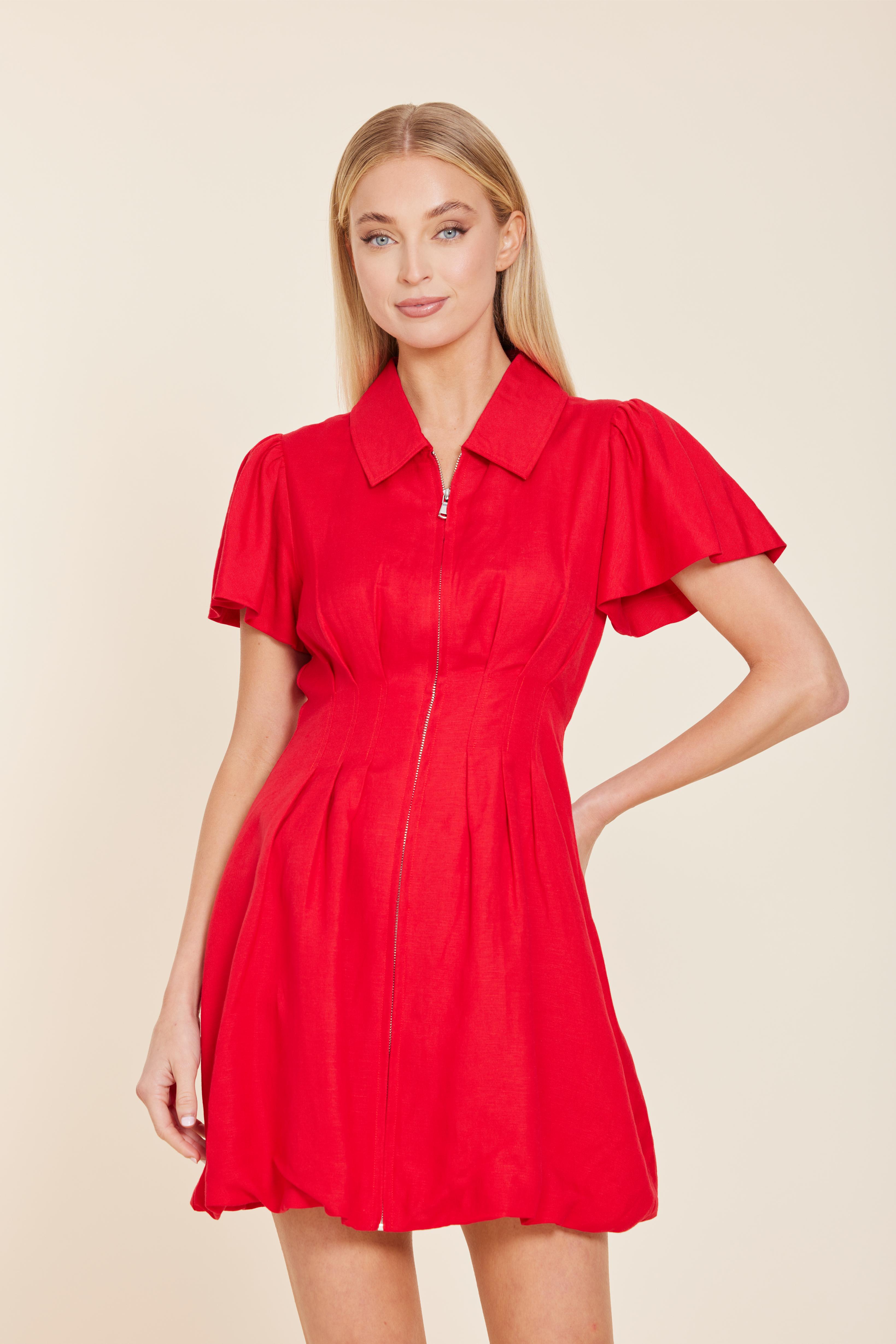 Linen Zip Bubble Dress