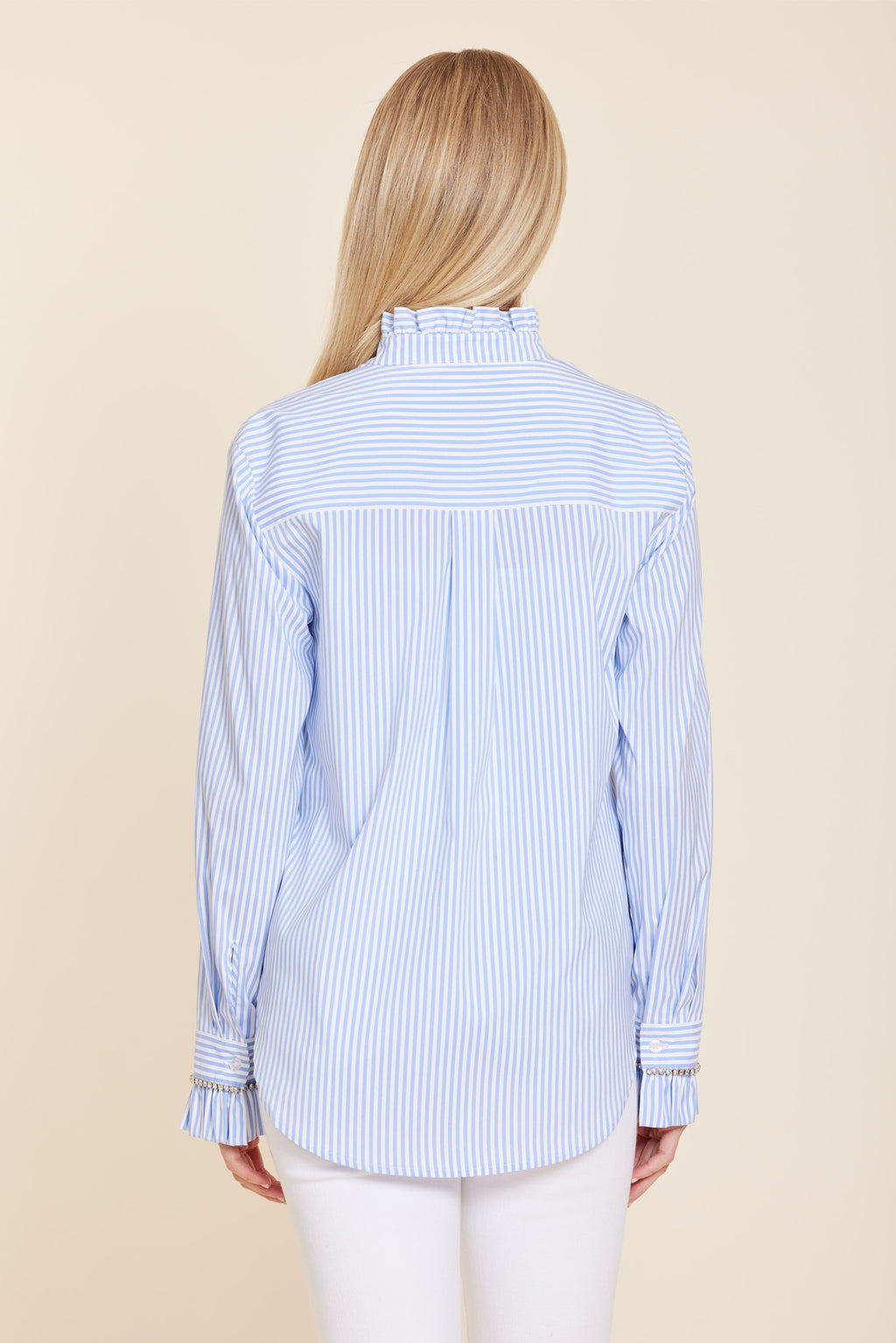 Poplin Rhinestone Longsleeve Top