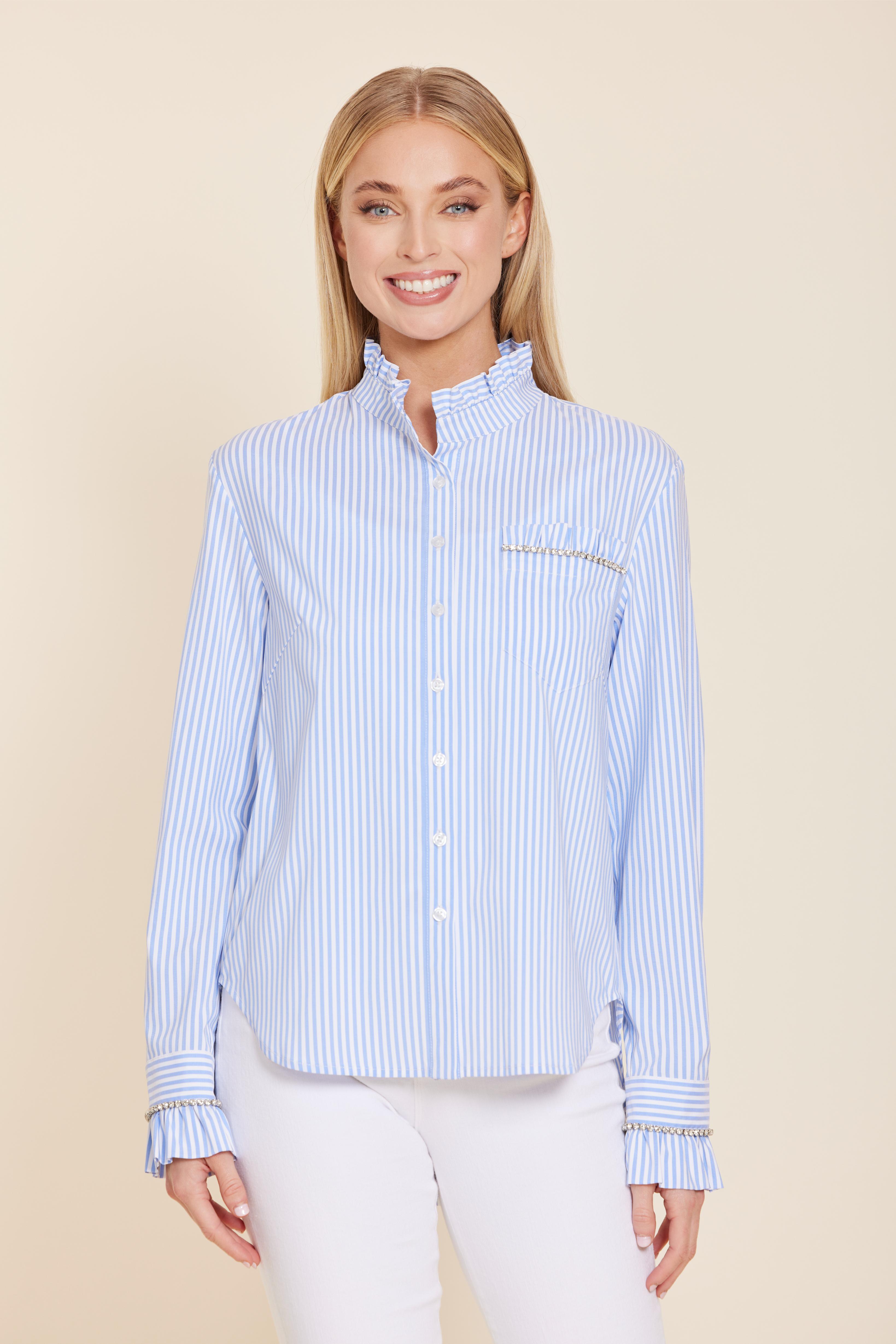 Poplin Rhinestone Longsleeve Top