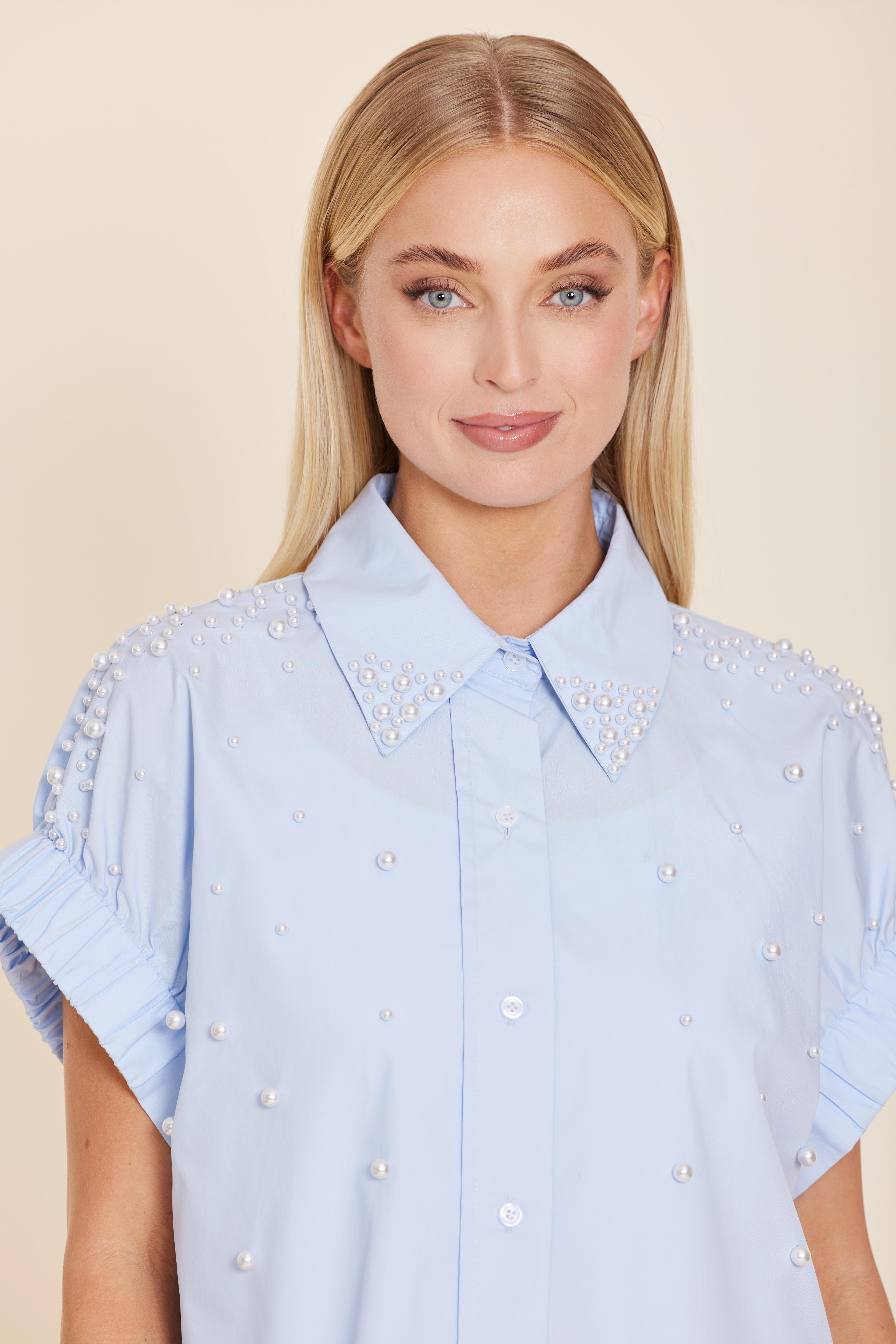 pearl dress shirt Phix Men's Pearl Double Breasted Brass Button Satin Shirt In Size XX-Large