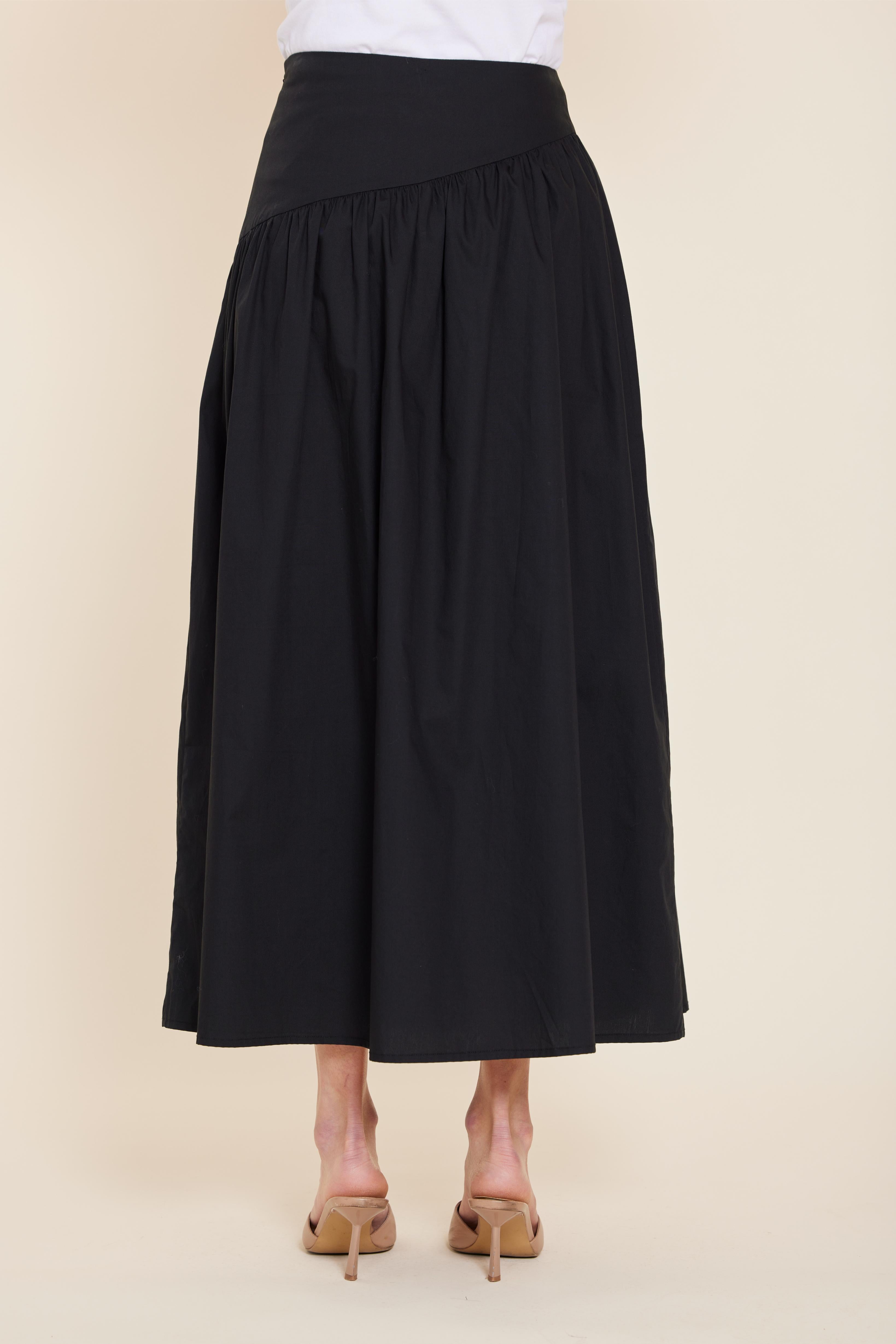 Poplin Asymmetrical Maxi Skirt