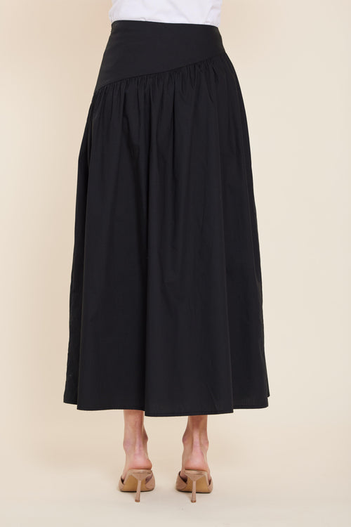 Poplin Asymmetrical Maxi Skirt