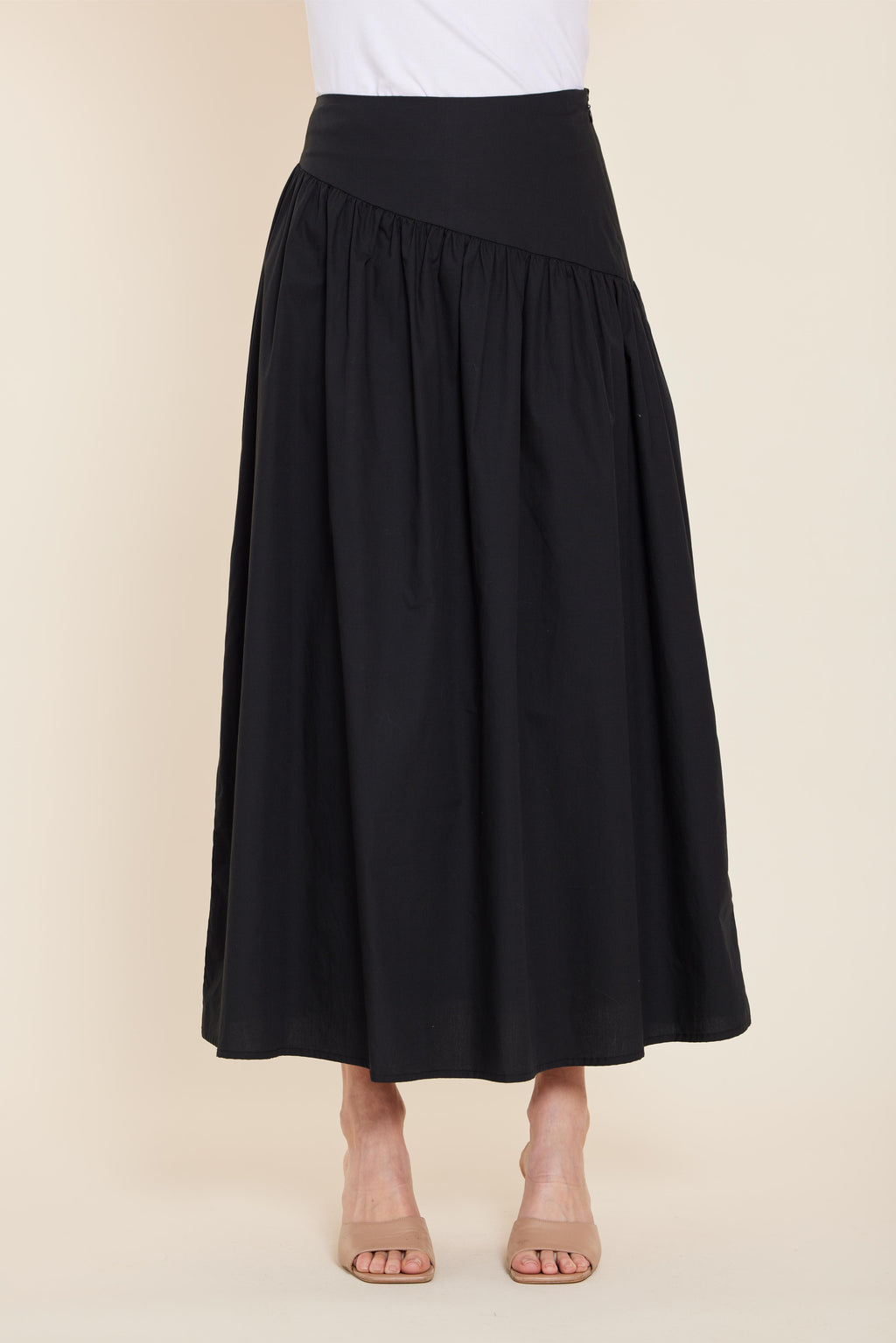 Poplin Asymmetrical Maxi Skirt