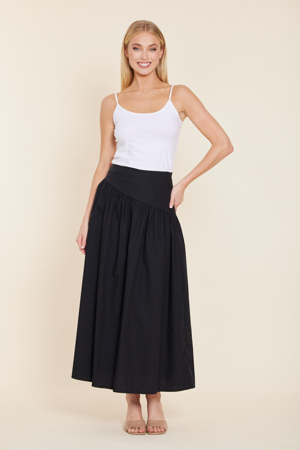 Poplin Asymmetrical Maxi Skirt